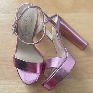 Metallic Pink Jessica Simpson high heels size 6
